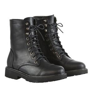 XY London Womens/Ladies River Zip Military Low Heel Combat Boots / Black